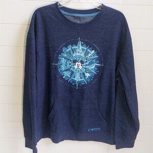 Disney World Discover the Magic Mens Large Sweatshirt Compass Mickey Mouse Blue